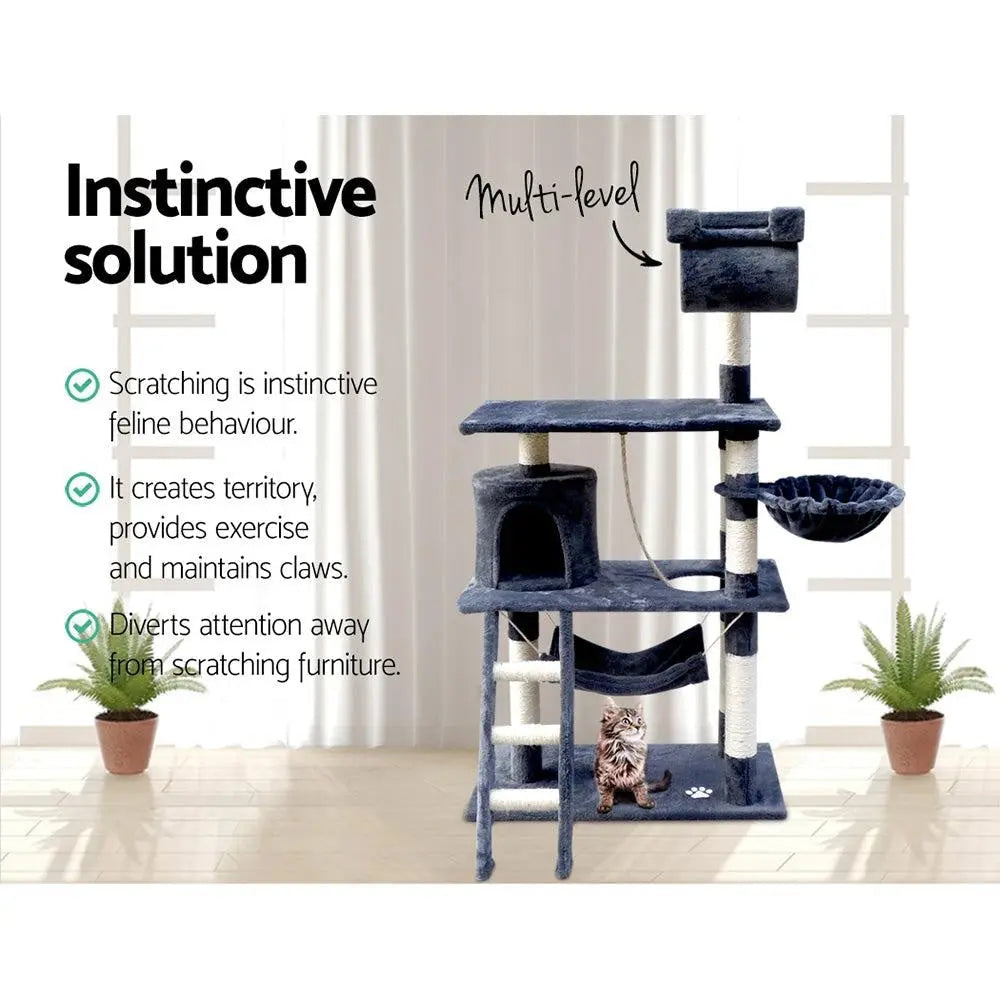 i.Pet Cat Tree 141cm Trees Scratching Post Scratcher Tower Condo House Furniture Wood Deals499