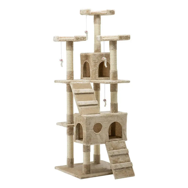 i.Pet Cat Tree 180cm Trees Scratching Post Scratcher Tower Condo House Furniture Wood Beige Deals499