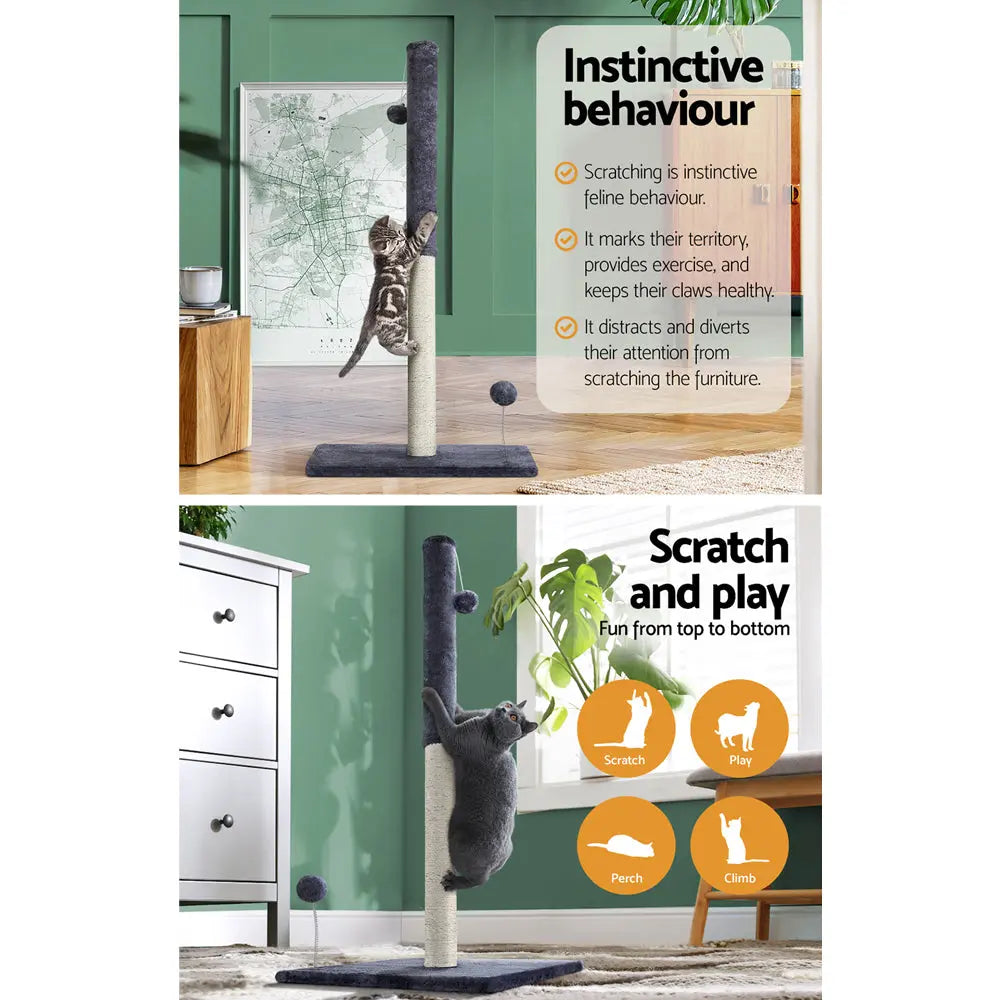 i.Pet Cat Tree Scratching Post Scratcher Tower Condo House Hanging toys Grey 105cm Deals499