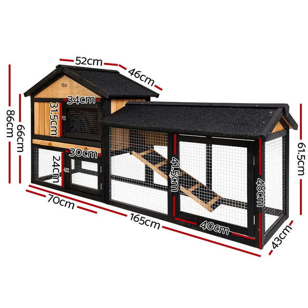 i.Pet Chicken Coop Rabbit Hutch Wooden Cage Pet Hutch 165cm x 52cm x 86cm from Deals499 at Deals499