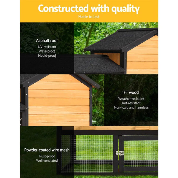 i.Pet Chicken Coop Rabbit Hutch Wooden Cage Pet Hutch 165cm x 52cm x 86cm from Deals499 at Deals499