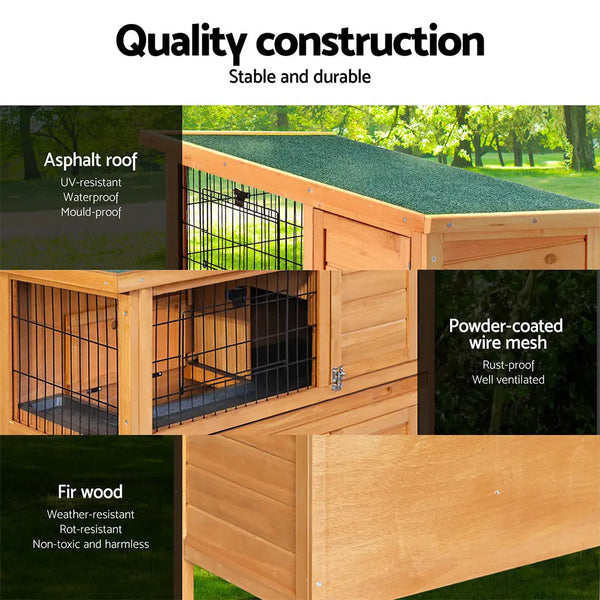 i.Pet Rabbit Hutch Wooden Cage Pet hutch Chicken Coop 91.5cm x 46cm x 116.5cm Deals499