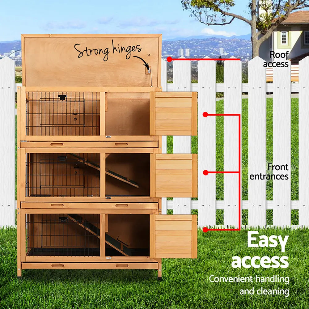 i.Pet Rabbit Hutch Wooden Cage Pet hutch Chicken Coop 91.5cm x 46cm x 116.5cm Deals499