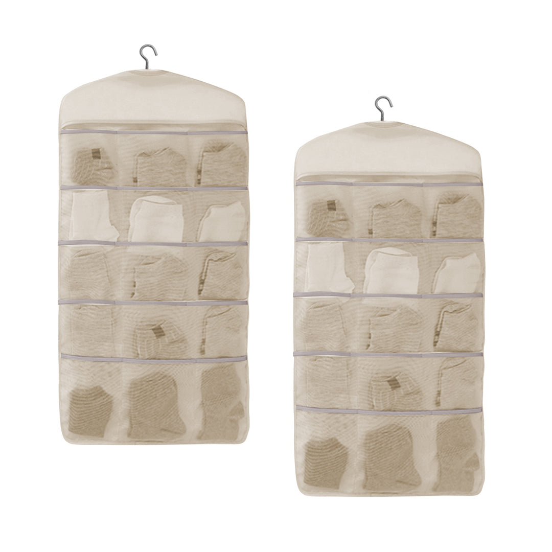 SOGA 2X White Double Sided Hanging Storage Bag Underwear Bra Socks Mesh Pocket Hanger Home Organiser Soga