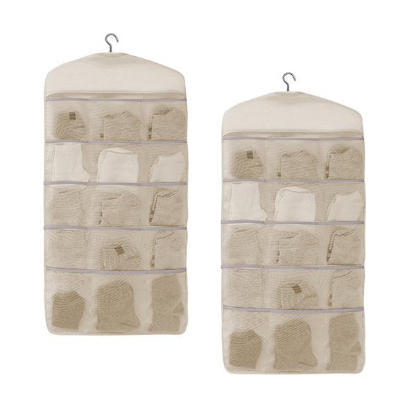 SOGA 2X White Double Sided Hanging Storage Bag Underwear Bra Socks Mesh Pocket Hanger Home Organiser Soga