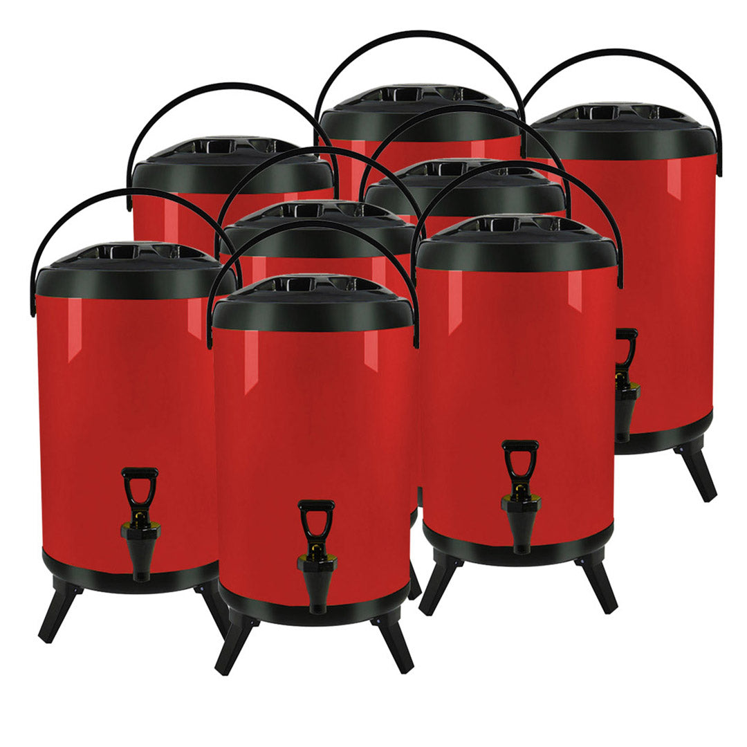 SOGA 8X 18L Stainless Steel Insulated Milk Tea Barrel Hot and Cold Beverage Dispenser Container with Faucet Red Soga