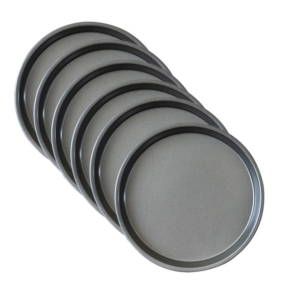 SOGA 6X 7-inch Round Black Steel Non-stick Pizza Tray Oven Baking Plate Pan Soga