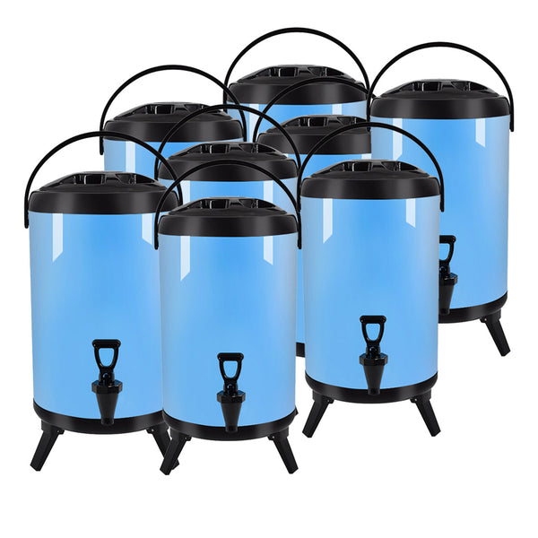 SOGA 8X 8L Stainless Steel Insulated Milk Tea Barrel Hot and Cold Beverage Dispenser Container with Faucet Blue Soga