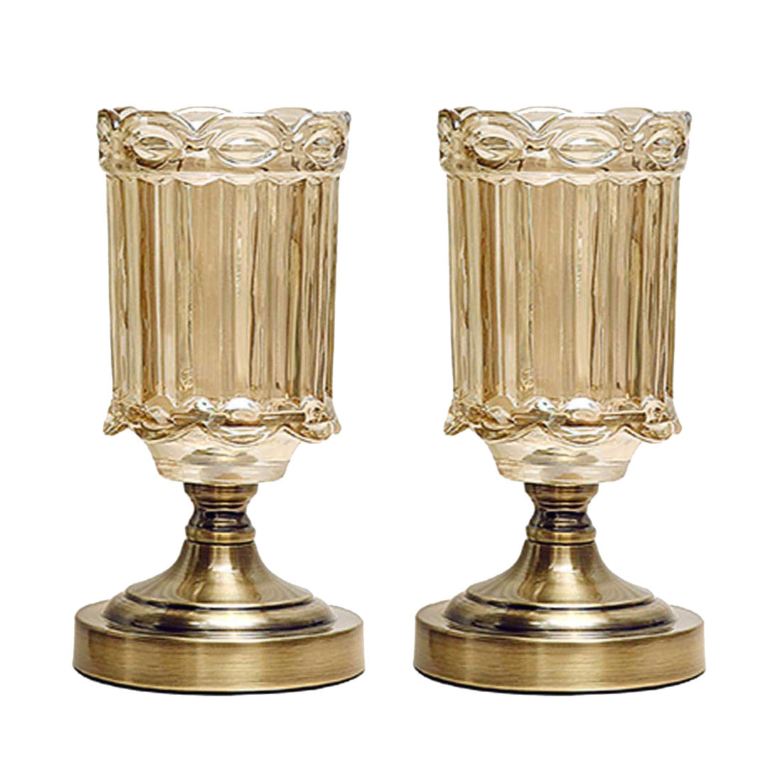 SOGA 2X 25cm Transparent Glass Flower Vase with Metal Base Filler Vase Soga