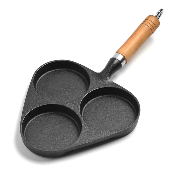SOGA 3 Mold Cast Iron Breakfast Fried Egg Pancake Omelette Fry Pan Soga