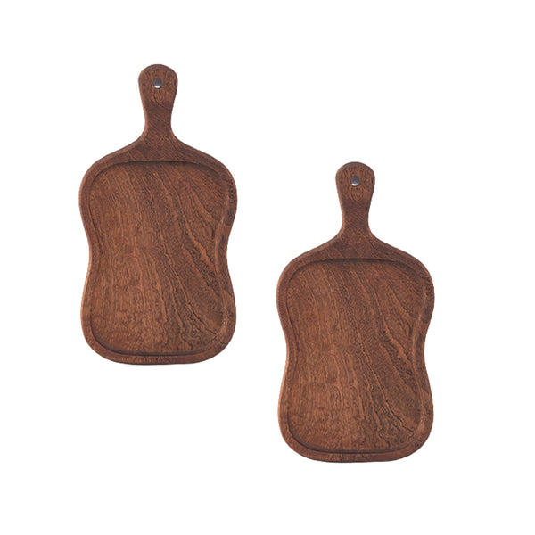 SOGA 2X 18cm Brown Wooden Serving Tray Board Paddle with Handle Home Decor Soga