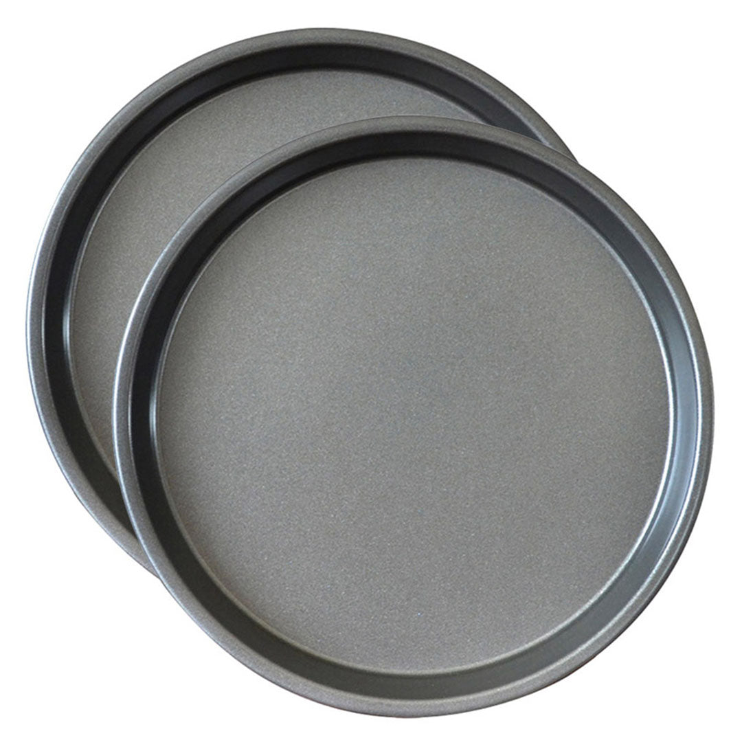 SOGA 2X 9-inch Round Black Steel Non-stick Pizza Tray Oven Baking Plate Pan Soga