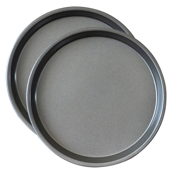 SOGA 2X 9-inch Round Black Steel Non-stick Pizza Tray Oven Baking Plate Pan Soga