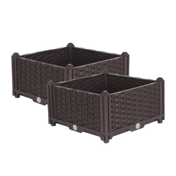 SOGA 2X 40cm Raised Planter Box Vegetable Herb Flower Outdoor Plastic Plants Garden Bed Soga