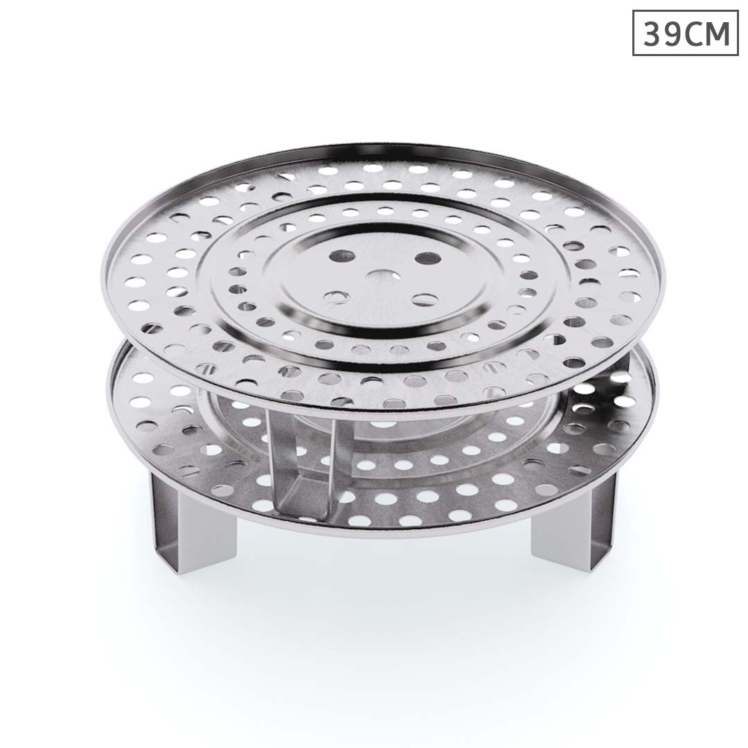 SOGA 2X 39cm Stainless Steel Steamer Insert Stock Pot Steaming Rack Stockpot Tray Soga