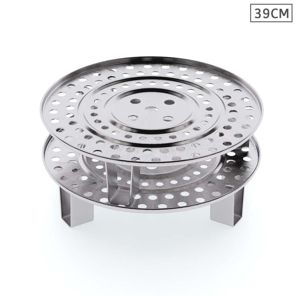 SOGA 2X 39cm Stainless Steel Steamer Insert Stock Pot Steaming Rack Stockpot Tray Soga