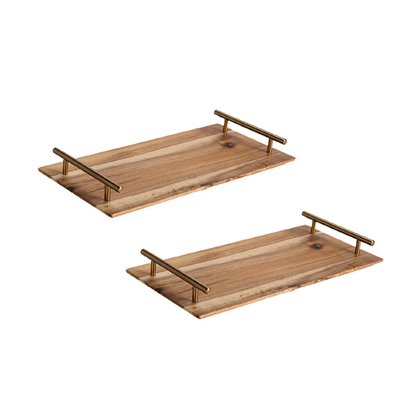 SOGA 2X 30cm Brown Rectangle Wooden Acacia Food Serving Tray Charcuterie Board Centerpiece Home Decor Soga