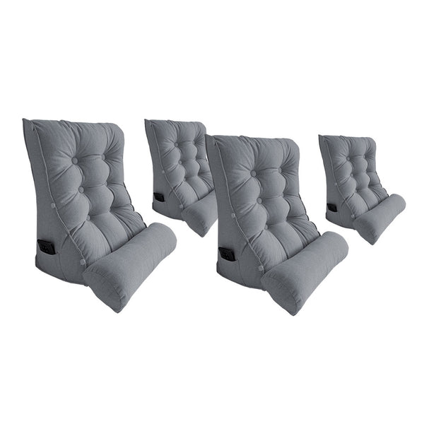 SOGA 4X 60cm Silver Triangular Wedge Lumbar Pillow Headboard Backrest Sofa Bed Cushion Home Decor Soga