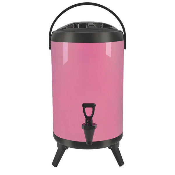 SOGA 8L Stainless Steel Insulated Milk Tea Barrel Hot and Cold Beverage Dispenser Container with Faucet Pink Soga