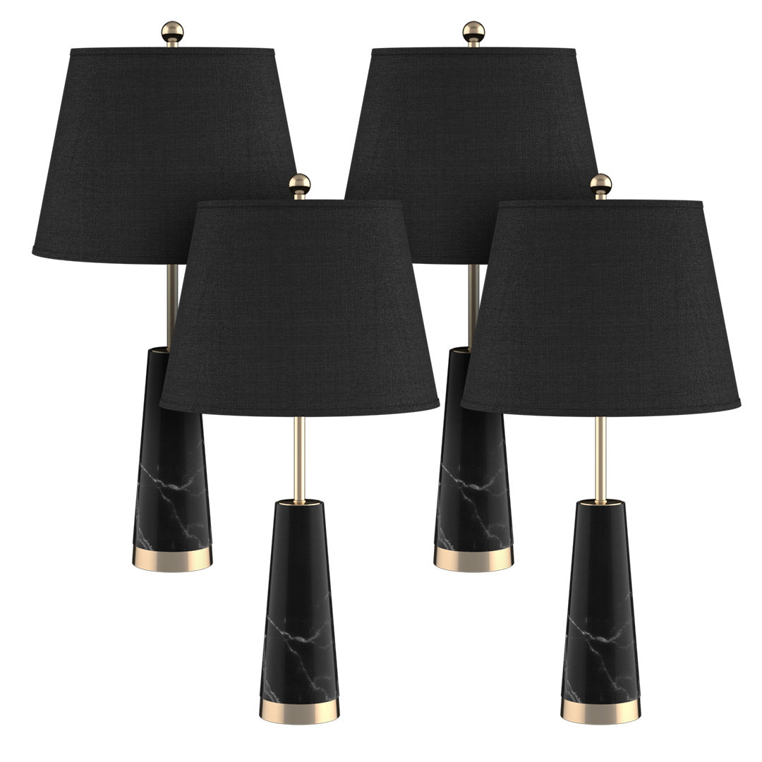 SOGA 4X 68cm Black Marble Bedside Desk Table Lamp Living Room Shade with Cone Shape Base Soga