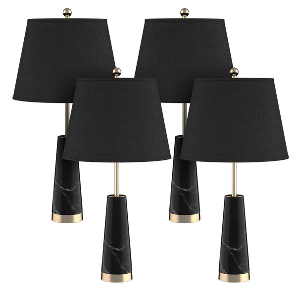 SOGA 4X 68cm Black Marble Bedside Desk Table Lamp Living Room Shade with Cone Shape Base Soga