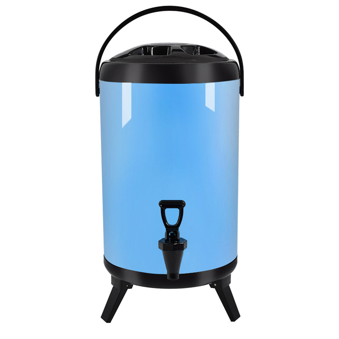 SOGA 8L Stainless Steel Insulated Milk Tea Barrel Hot and Cold Beverage Dispenser Container with Faucet Blue Soga
