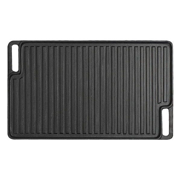 SOGA 45cm Rectangular Cast Iron Portable Fry BBQ Grill Plate Cooking Pan Tray with Handle Soga