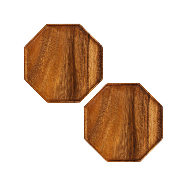 SOGA 2X 25cm Octagon Wooden Acacia Food Serving Tray Charcuterie Board Centerpiece Home Decor Soga