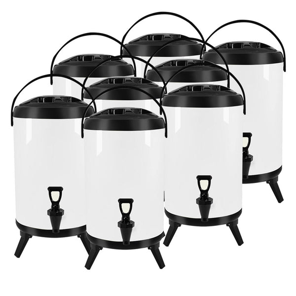 SOGA 8X 8L Stainless Steel Insulated Milk Tea Barrel Hot and Cold Beverage Dispenser Container with Faucet White Soga
