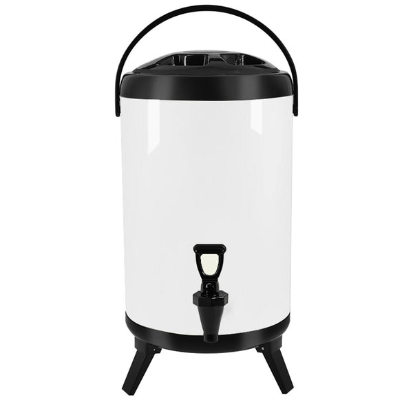 SOGA 8L Stainless Steel Insulated Milk Tea Barrel Hot and Cold Beverage Dispenser Container with Faucet White Soga