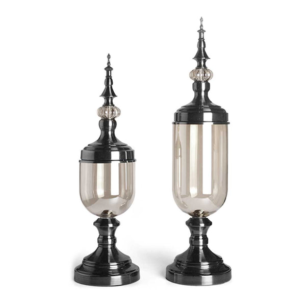 SOGA 2X Clear Glass Flower Vase with Lid and Transparent Filler Vase Black Set Soga