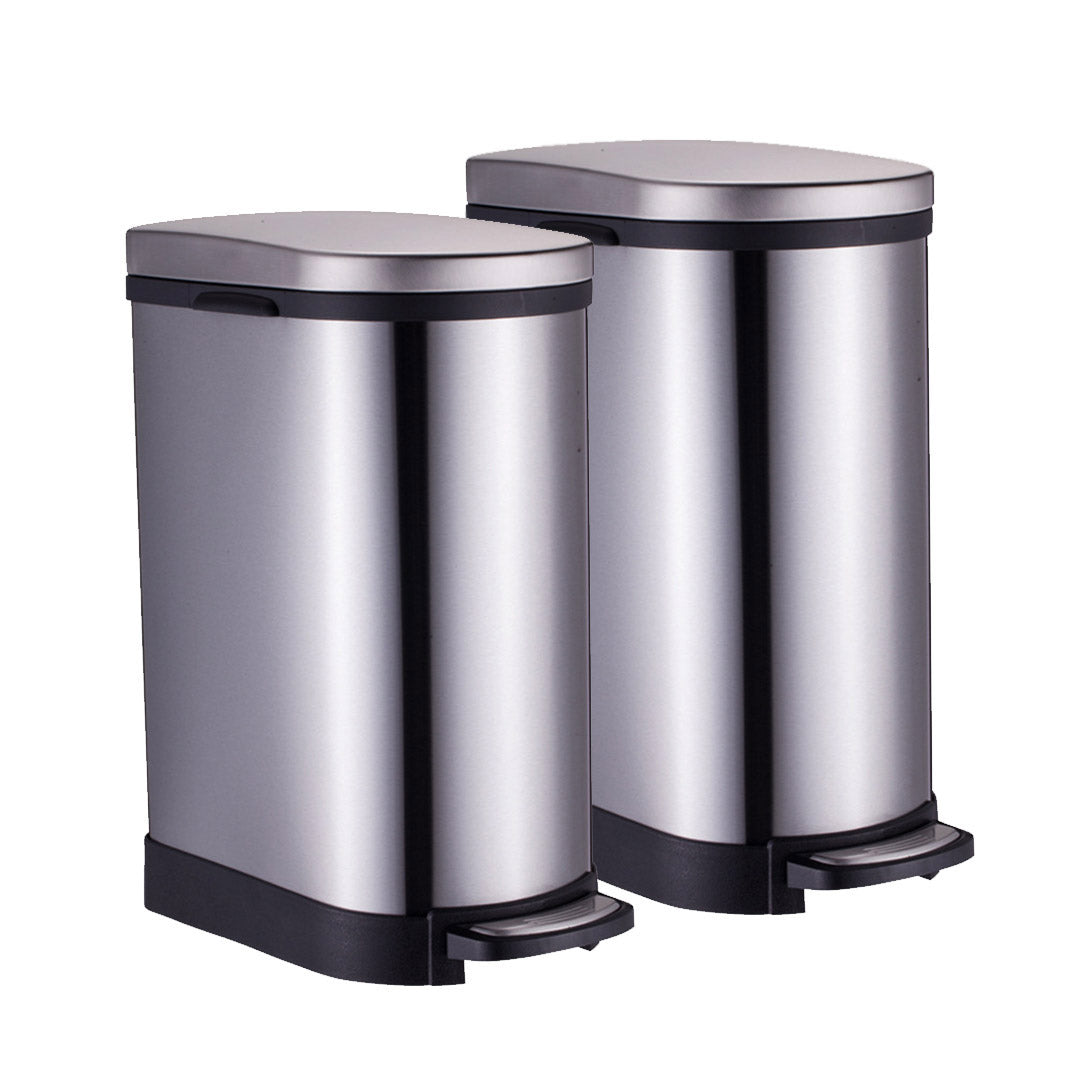 SOGA 2X Foot Pedal Stainless Steel Rubbish Recycling Garbage Waste Trash Bin 10L U Soga