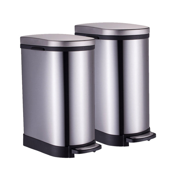 SOGA 2X Foot Pedal Stainless Steel Rubbish Recycling Garbage Waste Trash Bin 10L U Soga