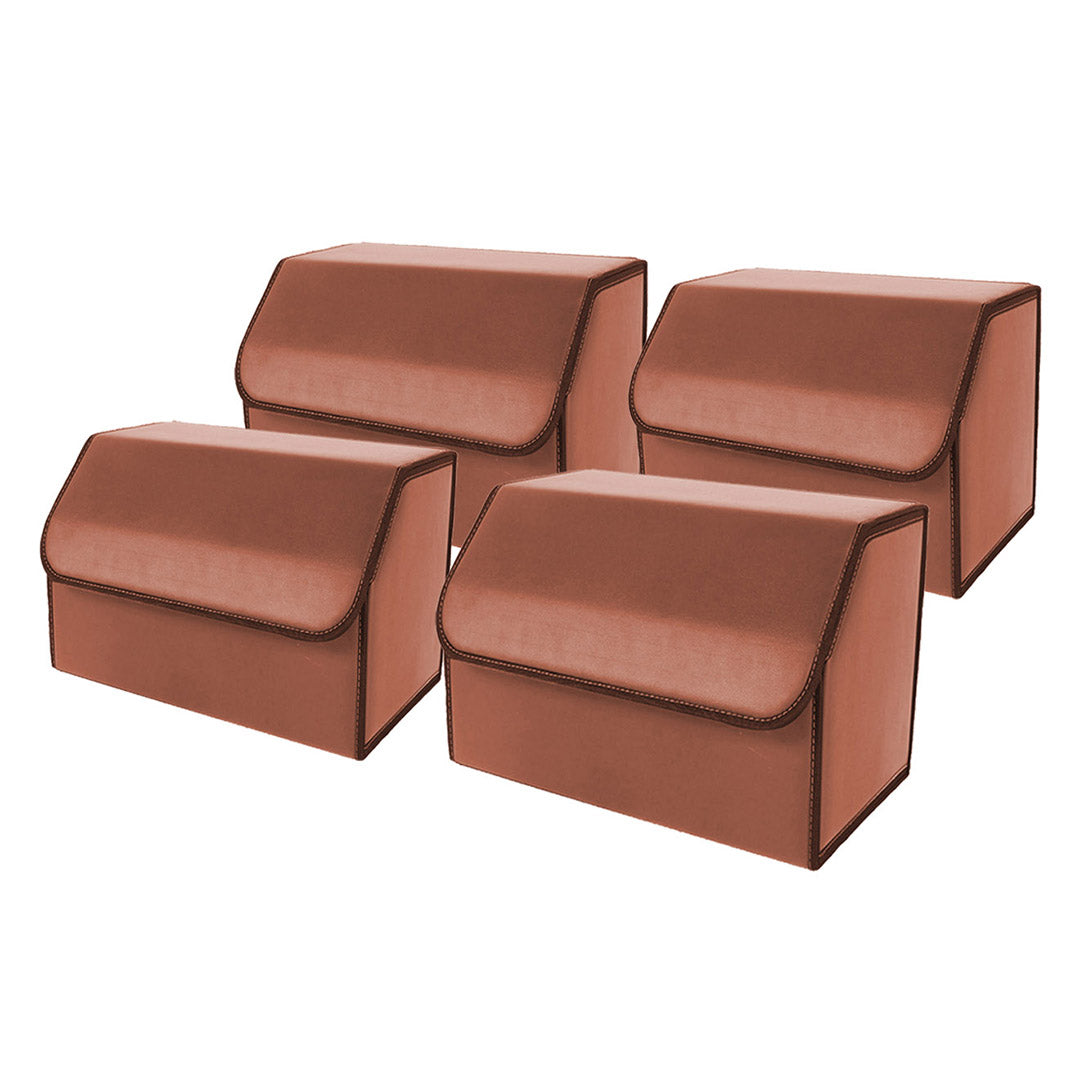 SOGA 4X Leather Car Boot Collapsible Foldable Trunk Cargo Organizer Portable Storage Box Coffee Medium Soga