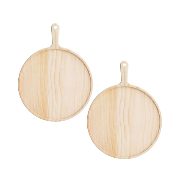 SOGA 2X 6 inch Round Premium Wooden Pine Food Serving Tray Charcuterie Board Paddle Home Decor Soga