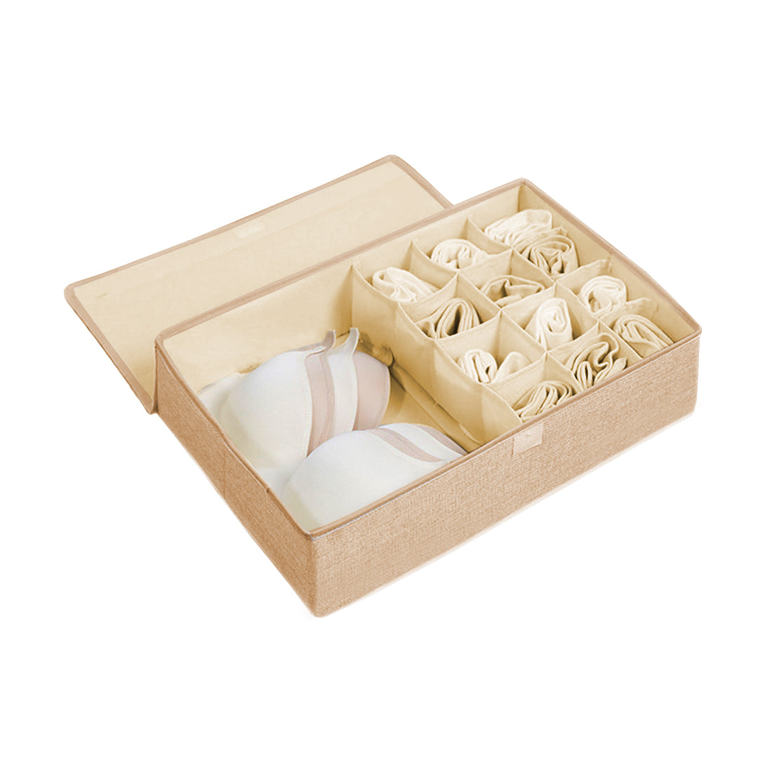 SOGA Beige Flip Top Underwear Storage Box Foldable Wardrobe Partition Drawer Home Organiser Soga