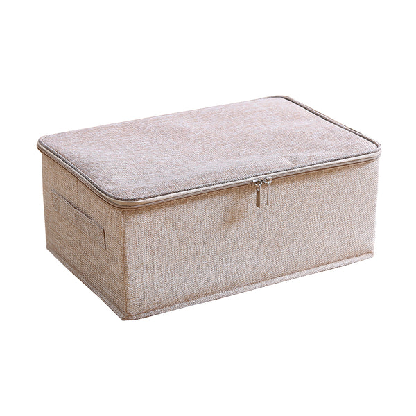 SOGA Beige Small Portable Double Zipper Storage Box Moisture Proof Clothes Basket Foldable Home Organiser Soga