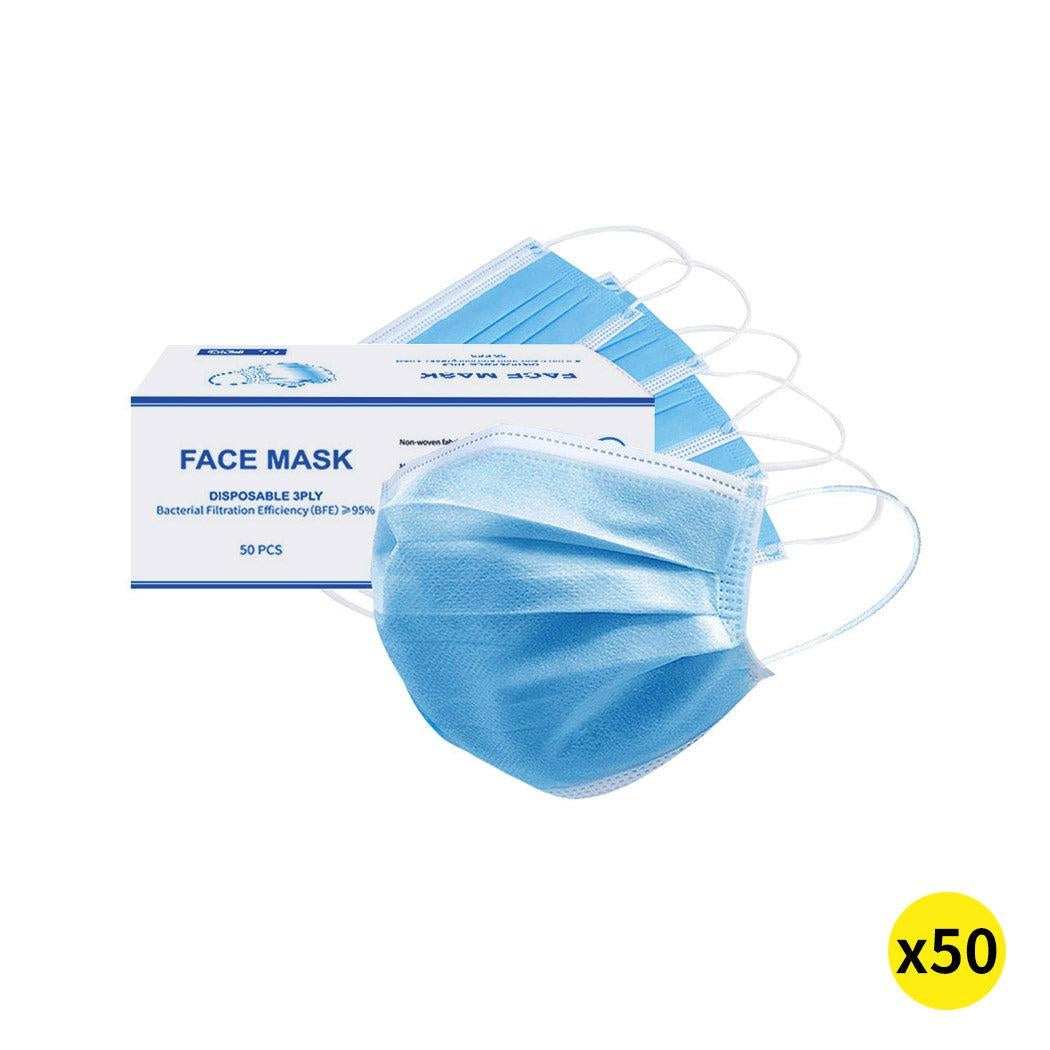 50pcs Disposable Mask Face Masks Filter Anti PM2.5 Dust Respirator 3 Layers Deals499