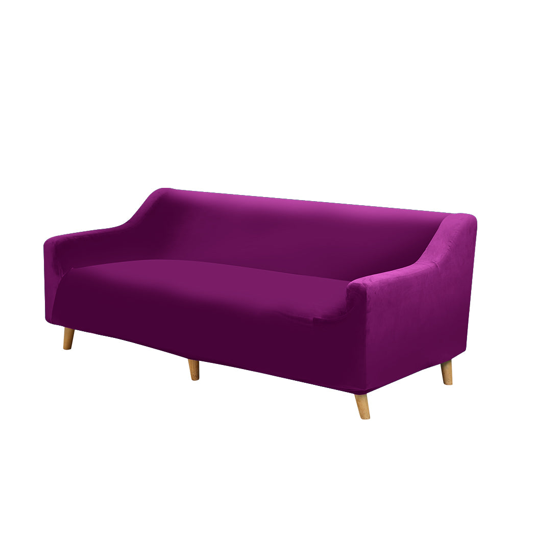 Sofa Cover Couch High Stretch Super Soft Plush Protector Slipcover 4 Seater Wine Deals499
