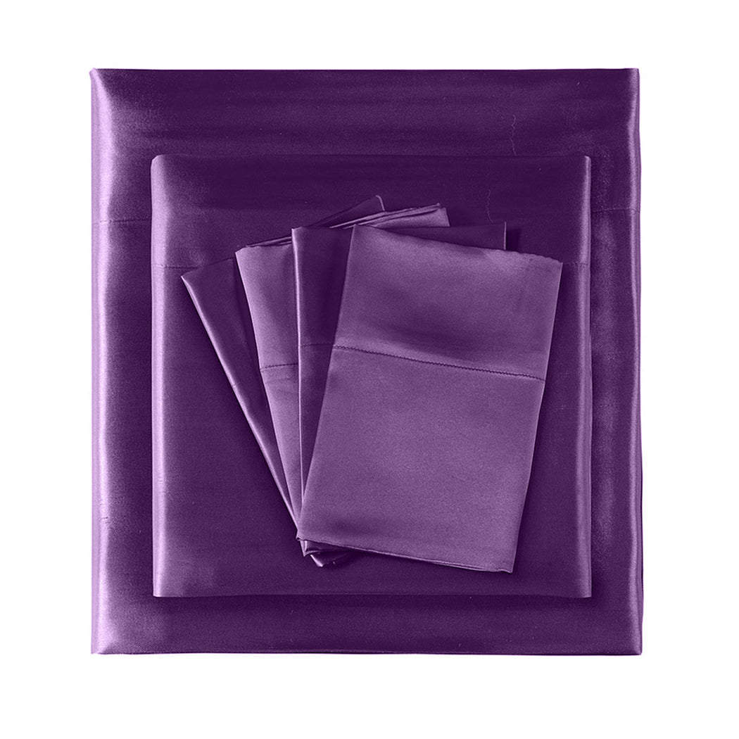 DreamZ Ultra Soft Silky Satin Bed Sheet Set in King Single Size in Purple Colour Deals499