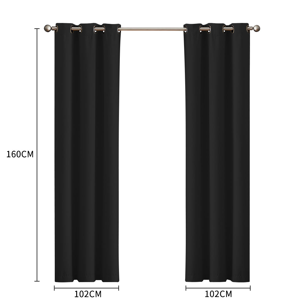 DreamZ Blockout Curtain Blackout Curtains Eyelet Room 102x160cm Black Deals499