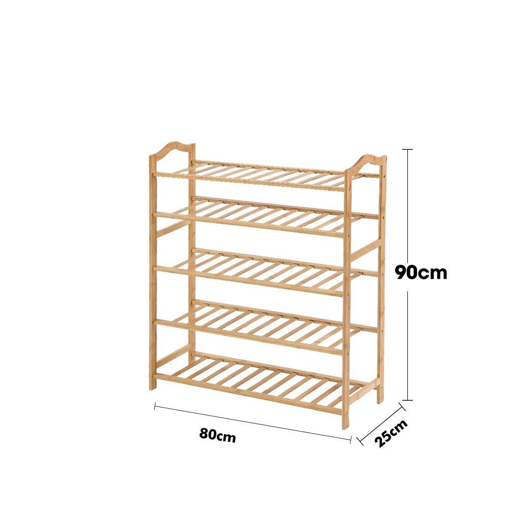 Levede Bamboo Shoe Rack Storage Wooden Organizer Shelf Stand 5 Tiers Layers 80cm Deals499