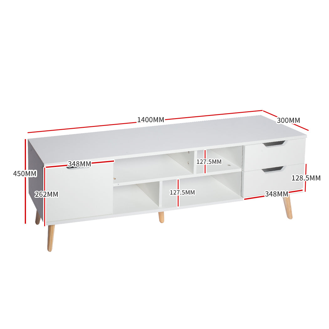 Levede TV Cabinet Entertainment Unit Stand Storage Drawers Wooden Shelf White Deals499