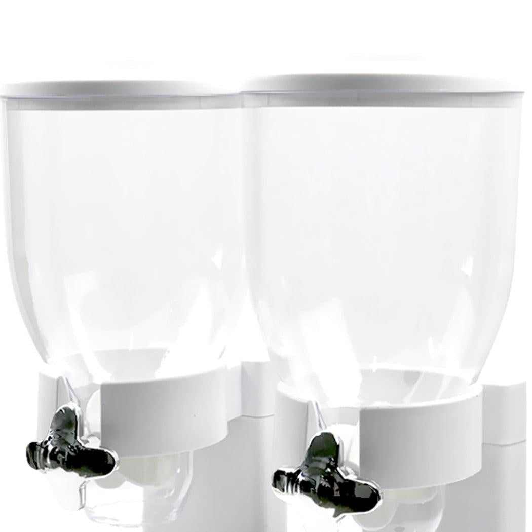 Double Cereal Dispenser Dry Food Storage Container Dispense Machine White Deals499