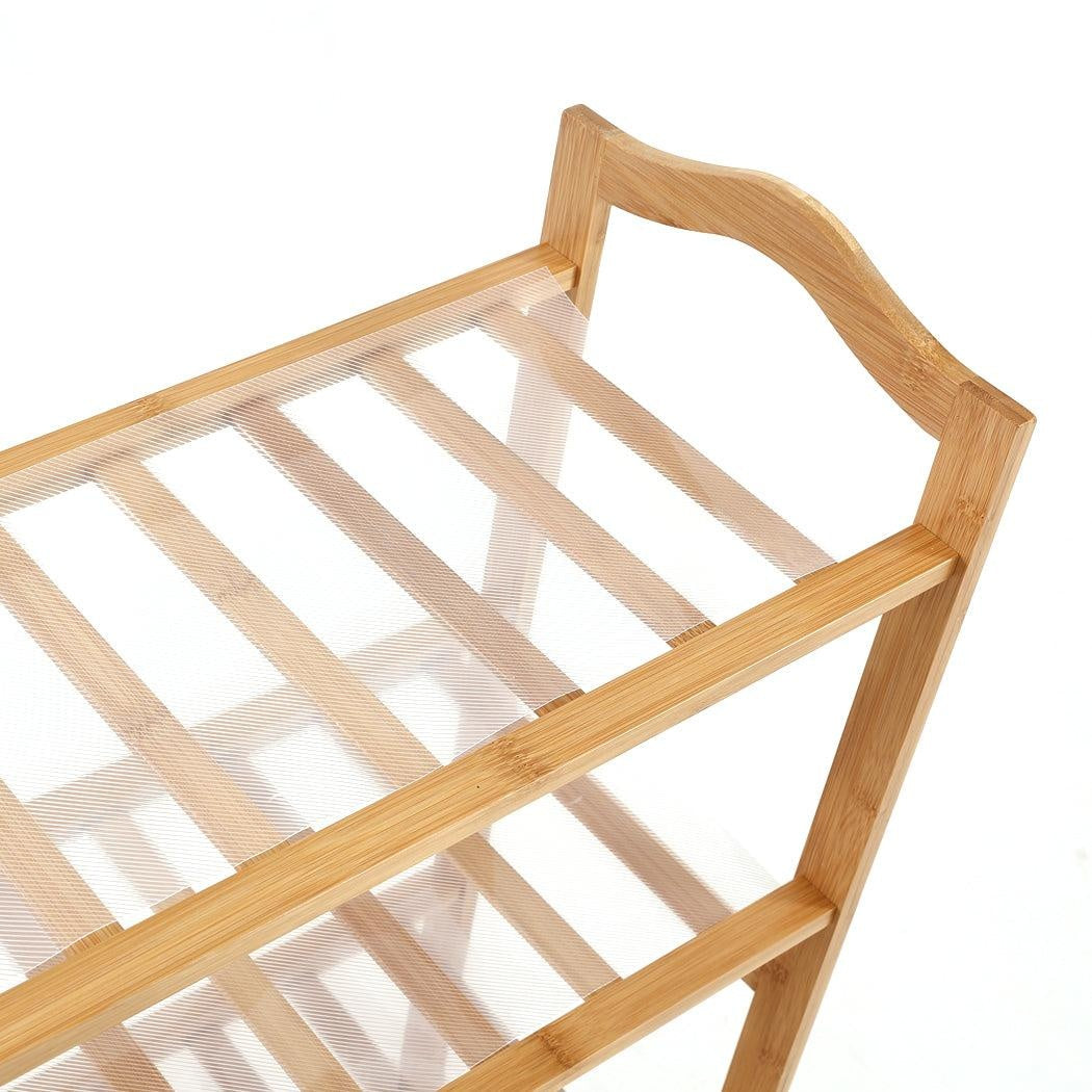 Levede Bamboo Shoe Rack Storage Wooden Organizer Shelf Stand 4 Tiers Layers 90cm Deals499