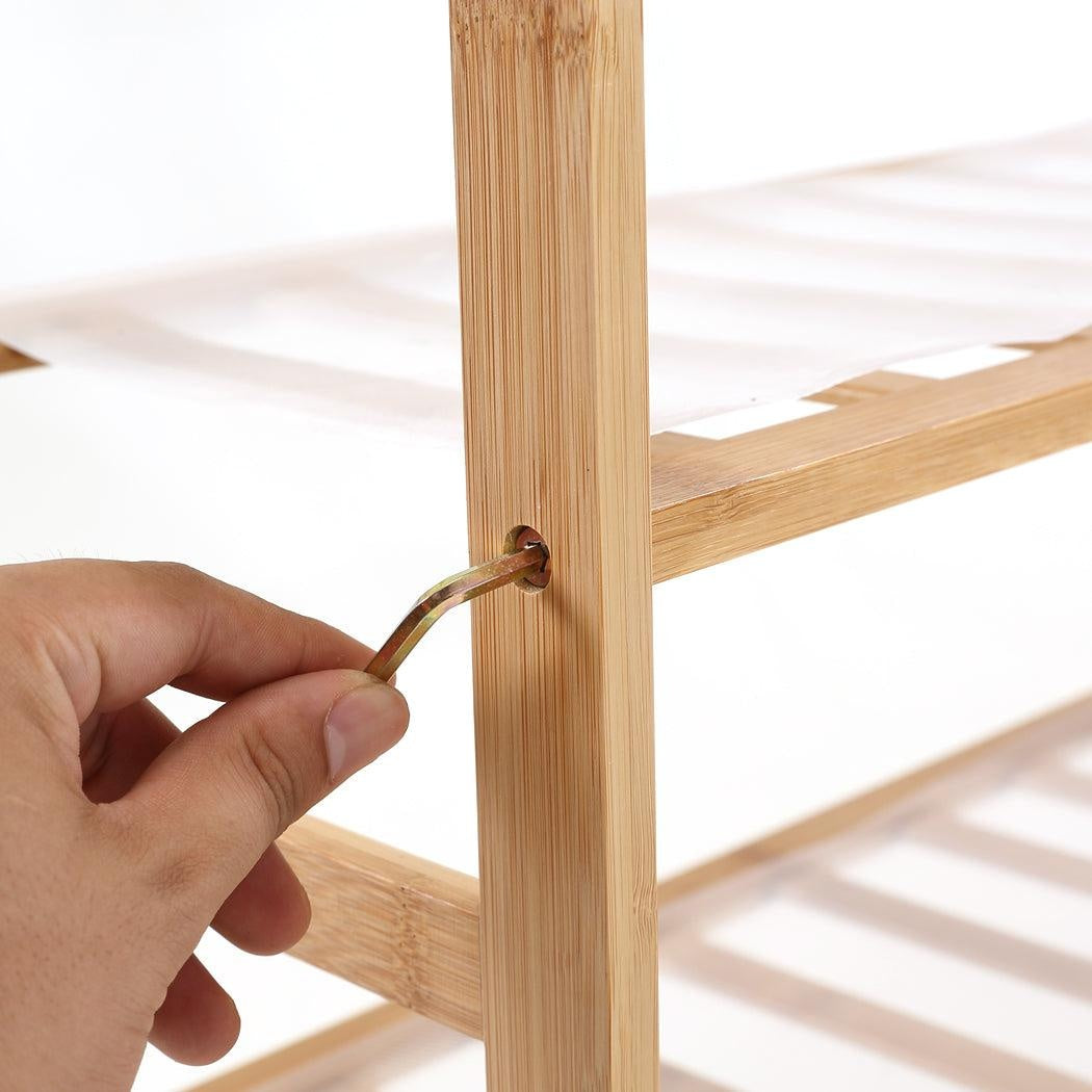 Levede Bamboo Shoe Rack Storage Wooden Organizer Shelf Stand 4 Tiers Layers 90cm Deals499