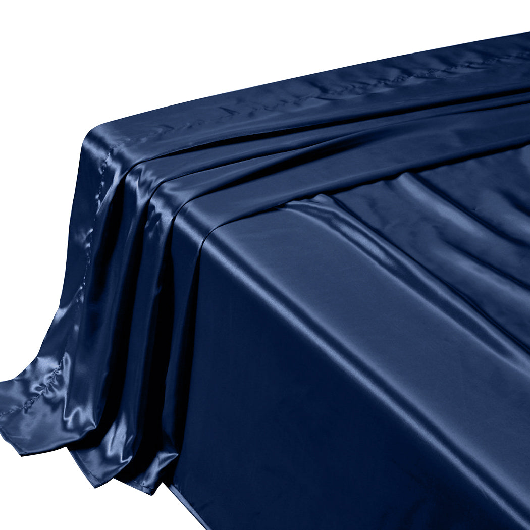 DreamZ Silk Satin Quilt Duvet Cover Set in King Size in Navy Colour Deals499