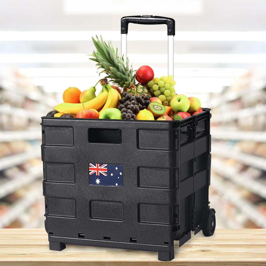 Foldable Shopping Cart Trolley Pack & Roll Folding Grocery Basket Crate Portable Deals499
