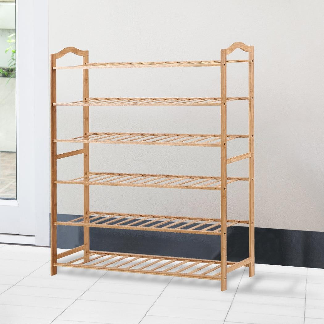 Levede Bamboo Shoe Rack Storage Wooden Organizer Shelf Stand 6 Tiers Layers 80cm Deals499
