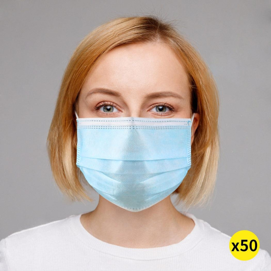 50pcs Disposable Mask Face Masks Filter Anti PM2.5 Dust Respirator 3 Layers Deals499